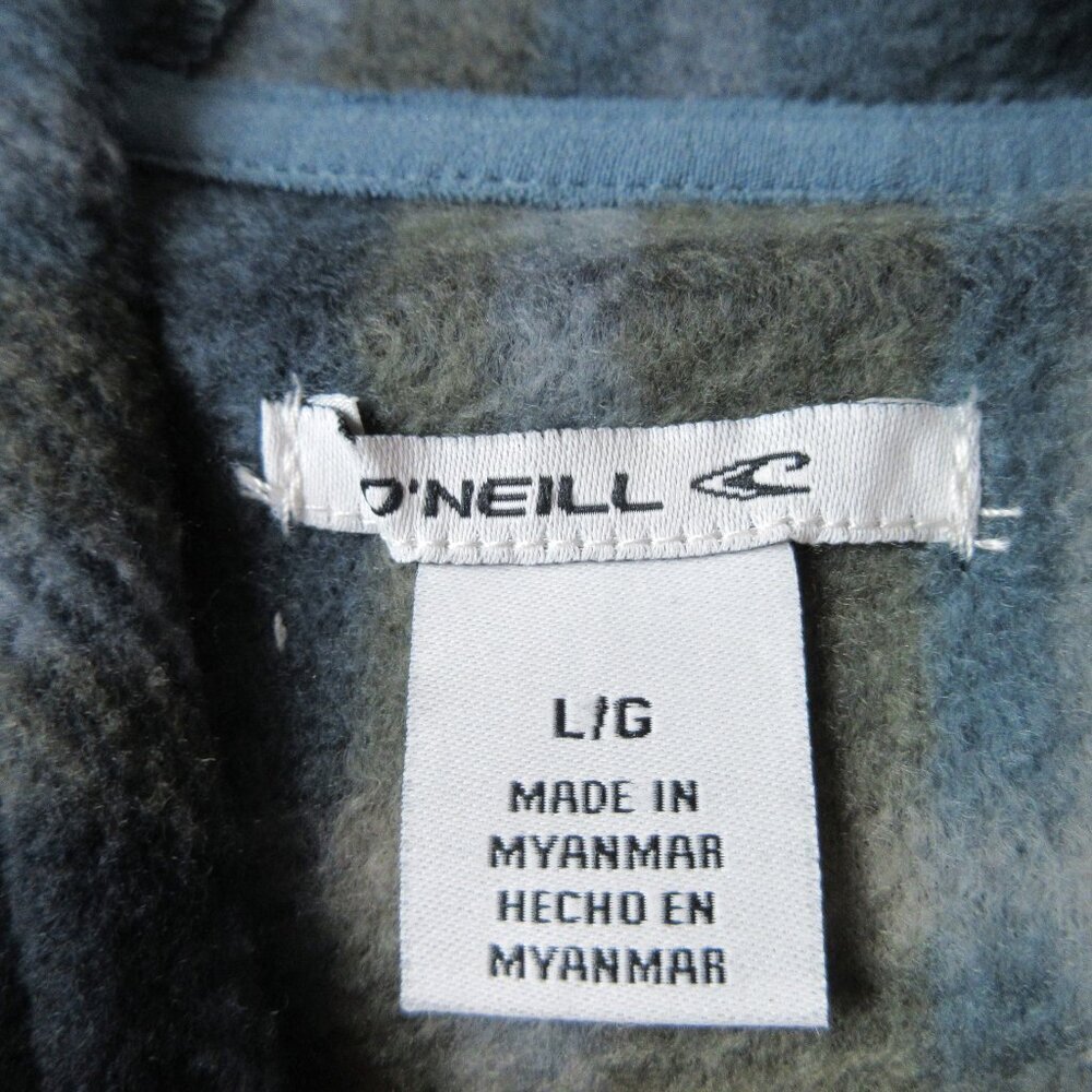 O'Neill Women's Julia Pullover Hoodie Size L 3/4 Zip Pockets Blue Flannel - Picture 4 of 12